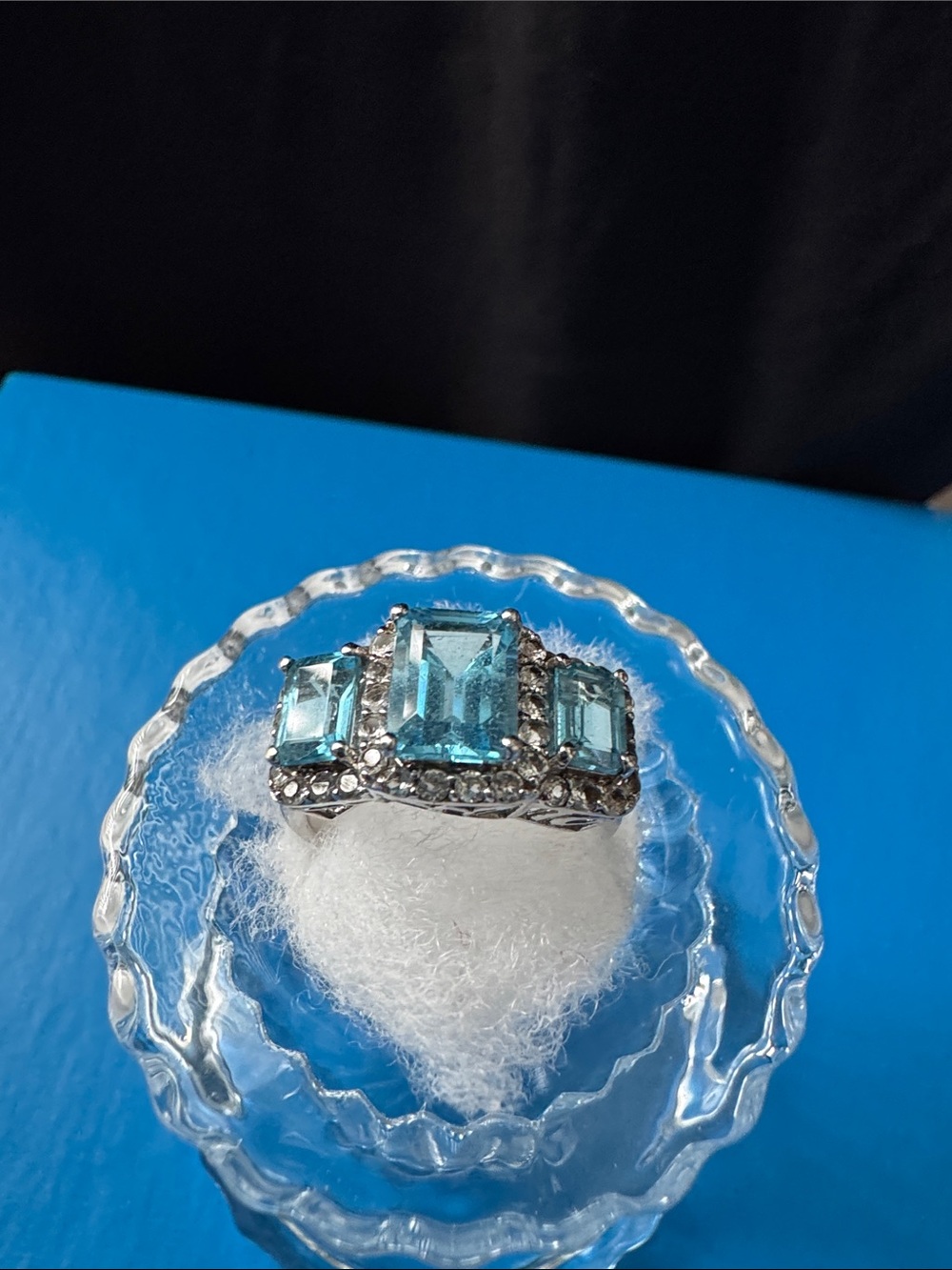 Aquamarine  Three-Stone  Ring in Silver 925